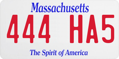 MA license plate 444HA5