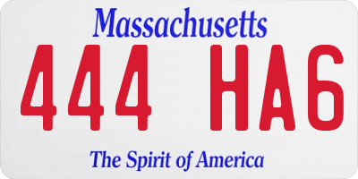 MA license plate 444HA6