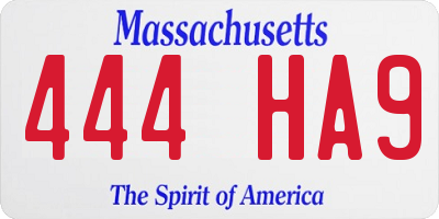 MA license plate 444HA9