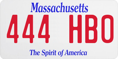 MA license plate 444HB0