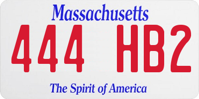 MA license plate 444HB2