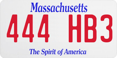 MA license plate 444HB3