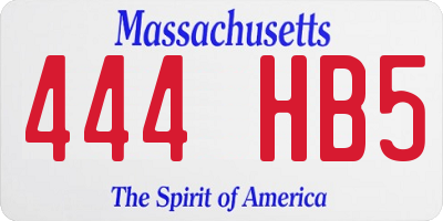 MA license plate 444HB5
