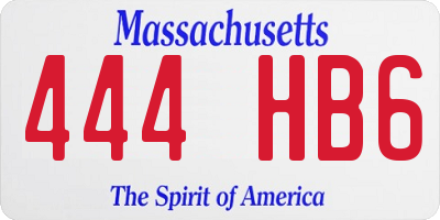 MA license plate 444HB6