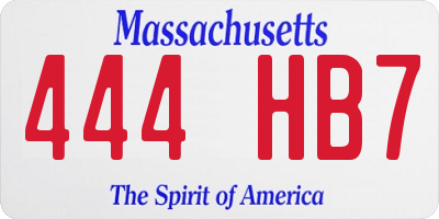 MA license plate 444HB7