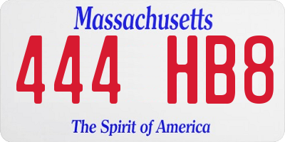 MA license plate 444HB8