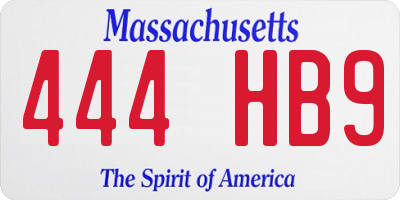 MA license plate 444HB9