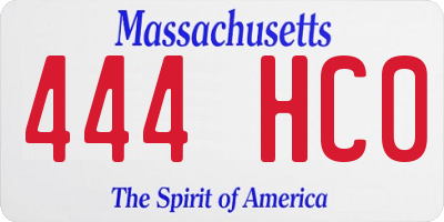 MA license plate 444HC0