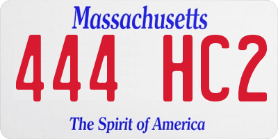 MA license plate 444HC2
