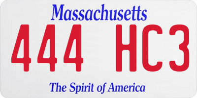 MA license plate 444HC3