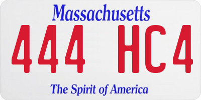 MA license plate 444HC4