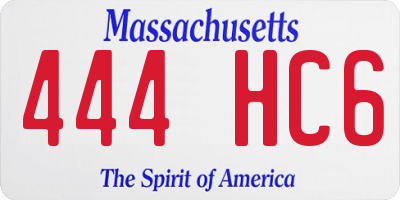 MA license plate 444HC6