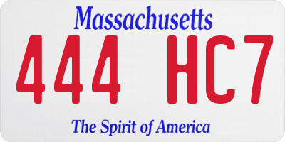 MA license plate 444HC7