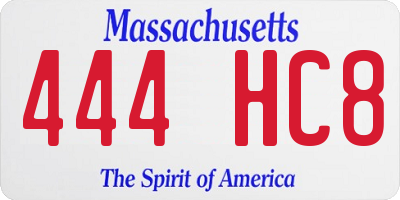 MA license plate 444HC8