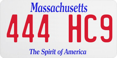 MA license plate 444HC9