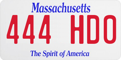 MA license plate 444HD0