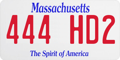 MA license plate 444HD2