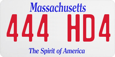 MA license plate 444HD4