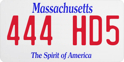 MA license plate 444HD5