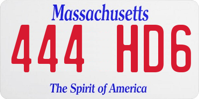MA license plate 444HD6