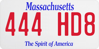 MA license plate 444HD8