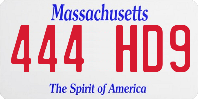 MA license plate 444HD9