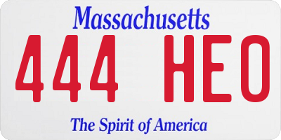 MA license plate 444HE0