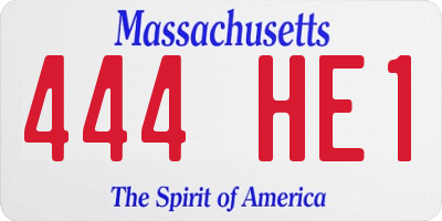 MA license plate 444HE1