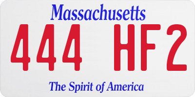 MA license plate 444HF2