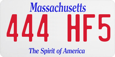 MA license plate 444HF5