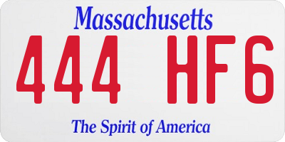 MA license plate 444HF6