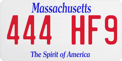 MA license plate 444HF9