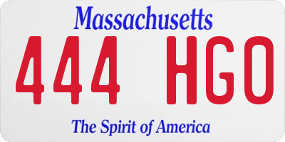 MA license plate 444HG0