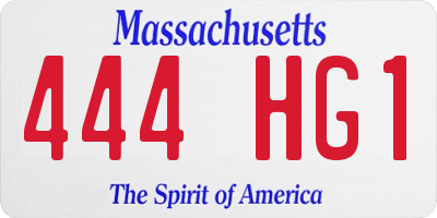 MA license plate 444HG1