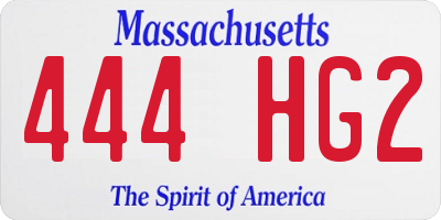 MA license plate 444HG2
