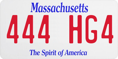 MA license plate 444HG4