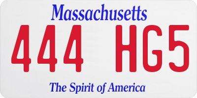 MA license plate 444HG5
