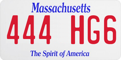 MA license plate 444HG6