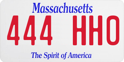 MA license plate 444HH0