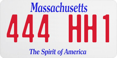 MA license plate 444HH1