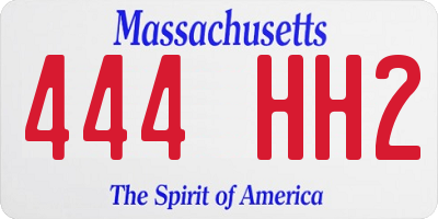 MA license plate 444HH2