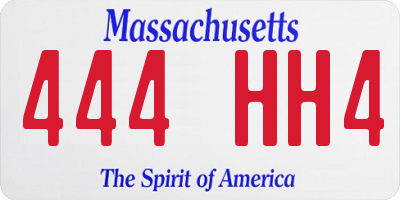 MA license plate 444HH4