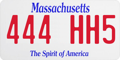 MA license plate 444HH5