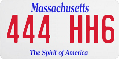MA license plate 444HH6