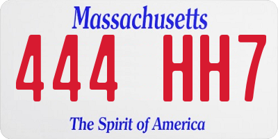 MA license plate 444HH7