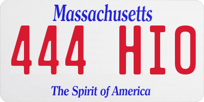MA license plate 444HI0