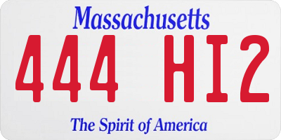 MA license plate 444HI2