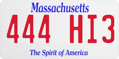 MA license plate 444HI3