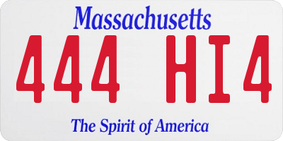 MA license plate 444HI4
