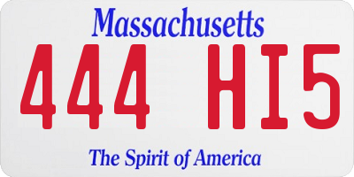 MA license plate 444HI5